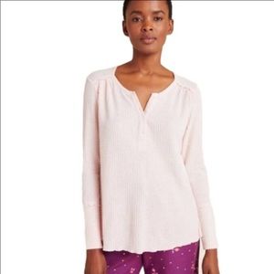 ✨3/$33✨Anthropologie Waffle Knit Henley Thermal Shirt Top cream/beige